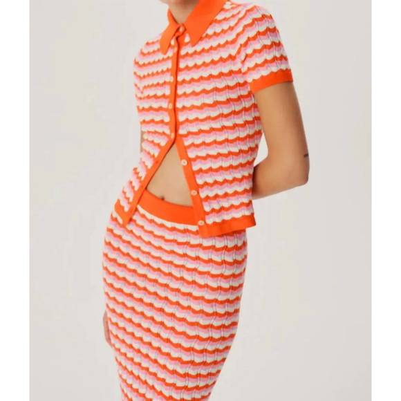 NEW RONNY KOBO tallys knit top in carnation multi - Picture 2 of 3